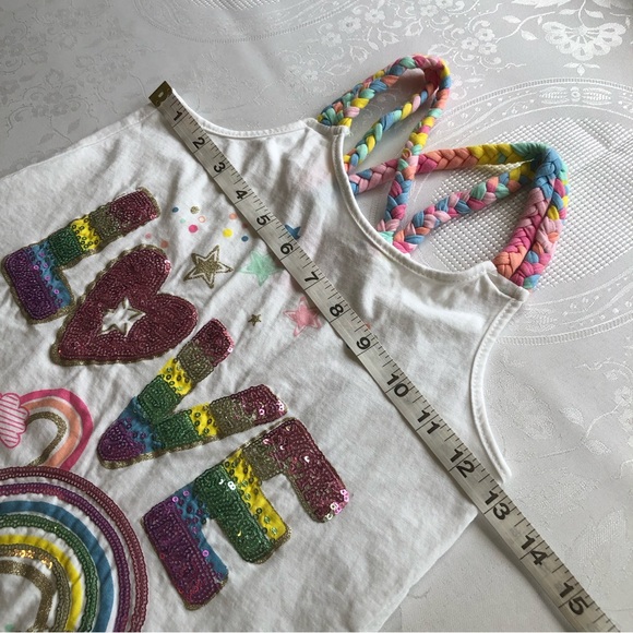 Isaac Mizrahi Girls Size M(7-8) White Tank-Top Shirt Embellished sequenced Shirt - Picture 5 of 14